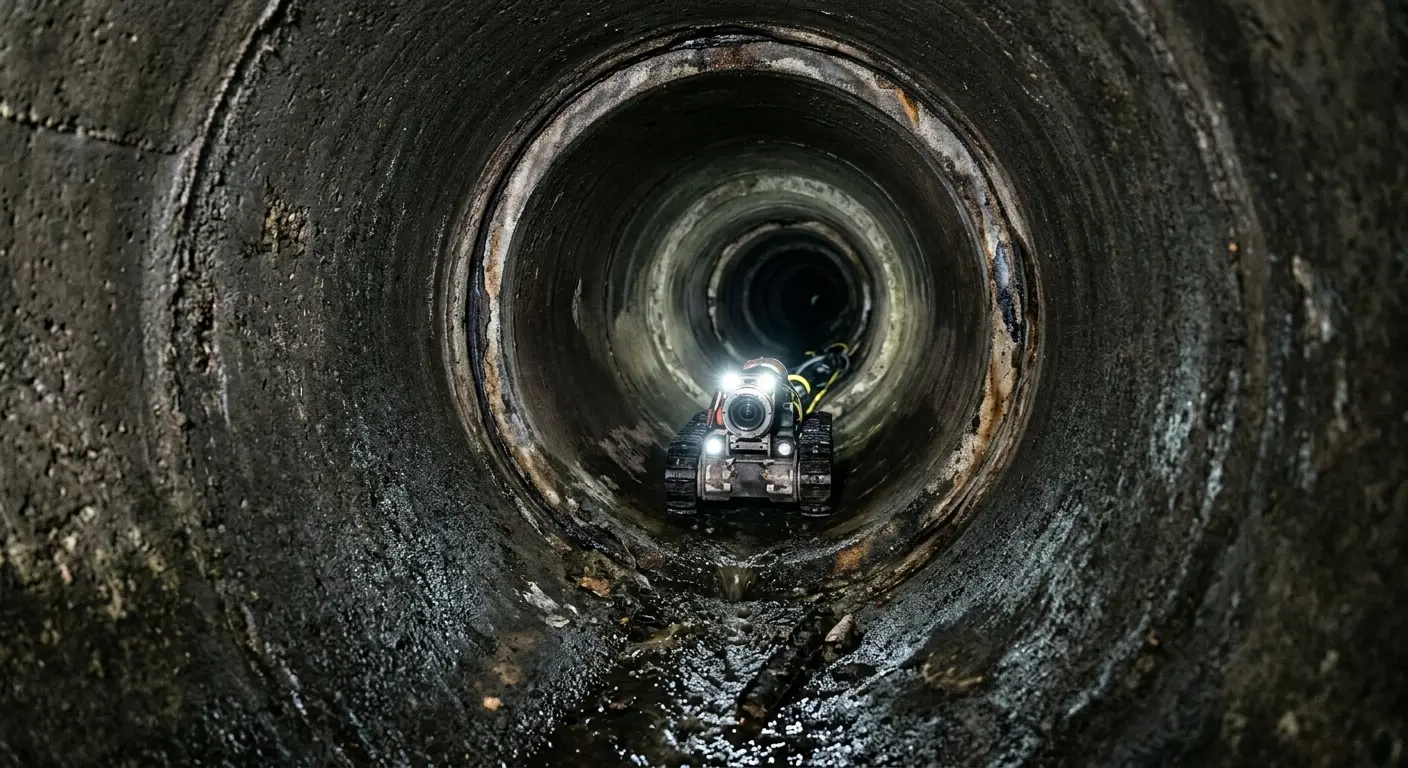 Robotic sewer camera inspecting pipe interior for Sewer Line Cleaning in Winter Gardens